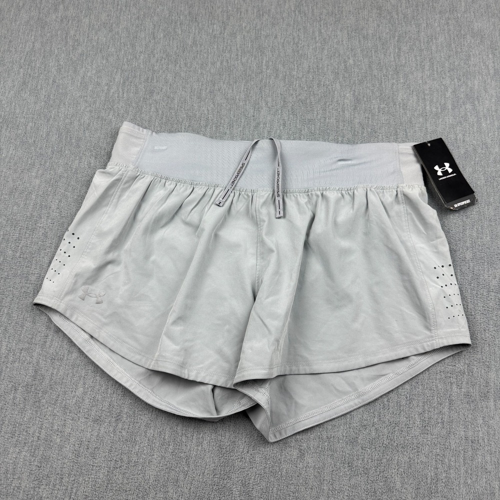 Under Armour Shorts Womens Large Gray‎ Launch Perf Speed Pocket Run Workout NWT